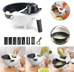 Çok fonksiyonlu döndür sebze kesici ile drenaj sepet sebze soğan kıyıcı sebze parçalayıcı rende taşınabilir dilimleme mutfak - Product Image 2