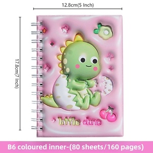 B6 Spiral Soft Cover Cartoon Dinosaur <strong>Notebook</strong> with Colored Loose-leaf Paper Student Horizontal Line <strong>Exercise</strong> Book 80 Sheets - Product Image 3