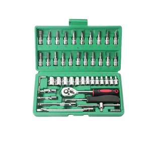 热卖46件1/4英寸驱动公制套筒棘轮扳手套装机械工具包储物盒 - Product Image 1