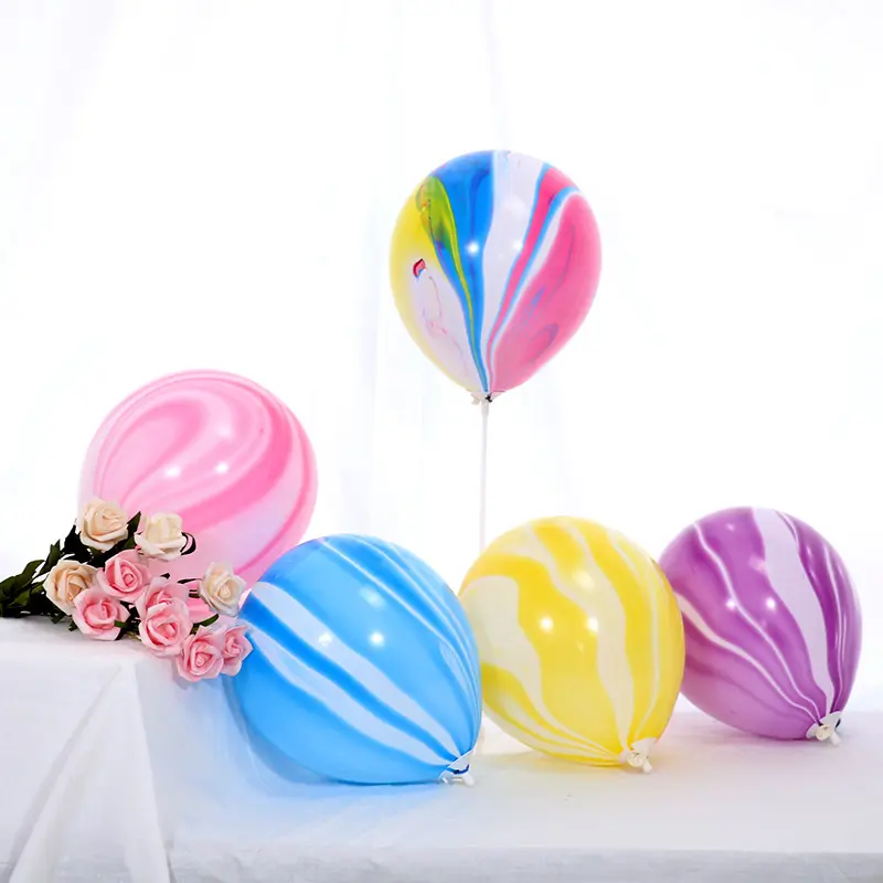 Happy Birthday Party Decoration Agate Balloon Festival Party Supplies Globo Marble Rainbow Latex Balloon