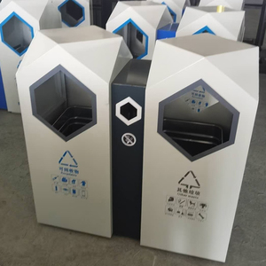 特製デュアルコンパートメントスチールごみ箱シガレットスペース大容量丈夫な金属製屋外ごみ箱 - Product Image 3