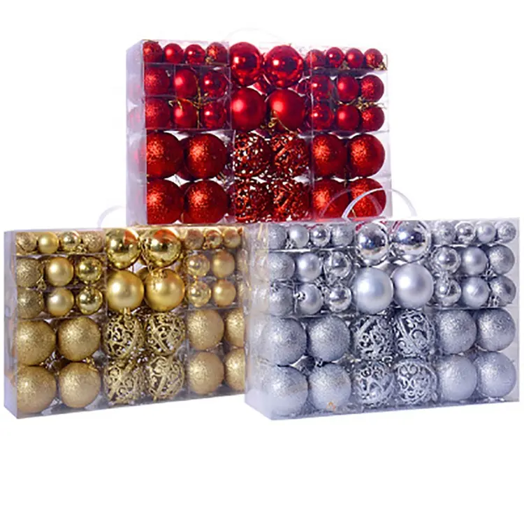 100 Pcs Christmas Tree Ornaments Set 30-60mm Mini Shatterproof Gold Red Christmas Ball Ornaments for Christmas Decorations