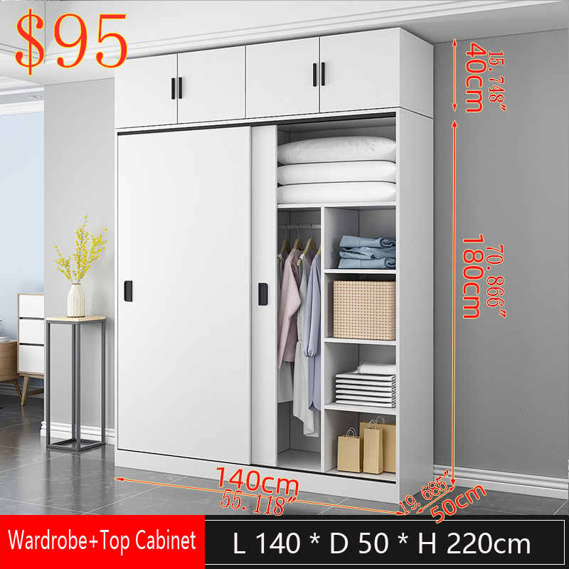 White 140*50*180+Top Cabinet