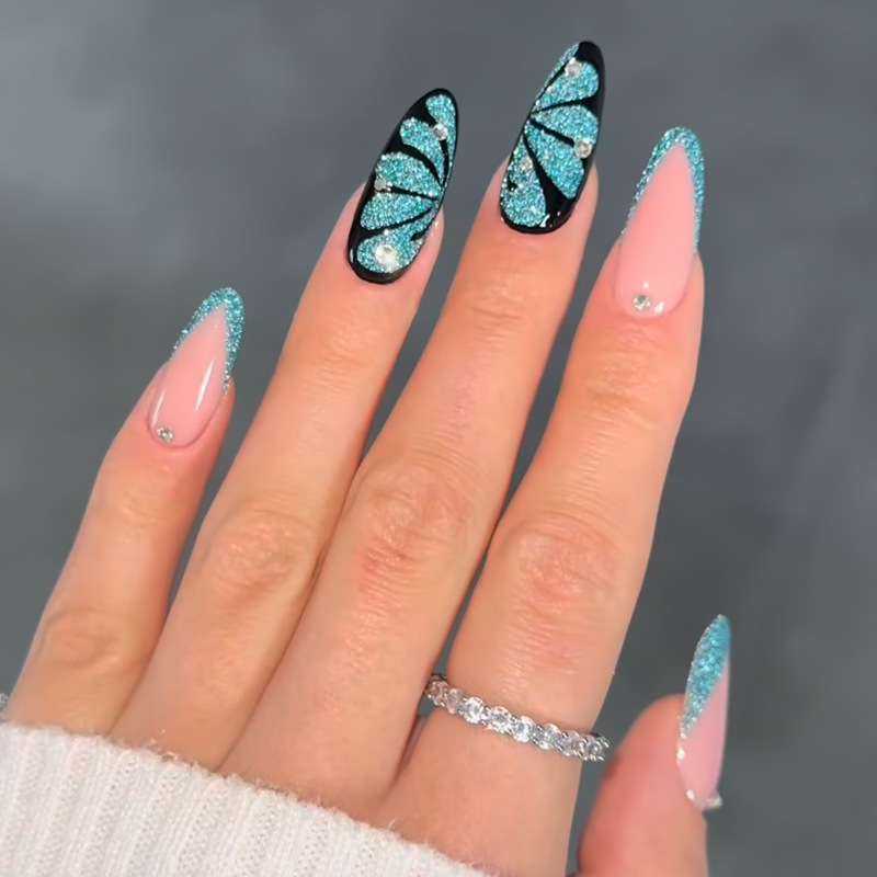 BZ1333 Ailes de papillon bleu rose