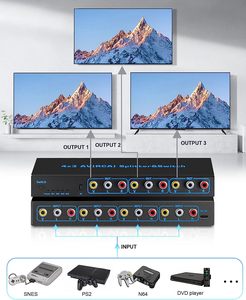 RCAAVスプリッタースイッチ4in3アウトRCAスイッチャーボックスビデオL/RステレオオーディオAVセレクターボックス4X3コンポジットスイッチャー - Product Image 2