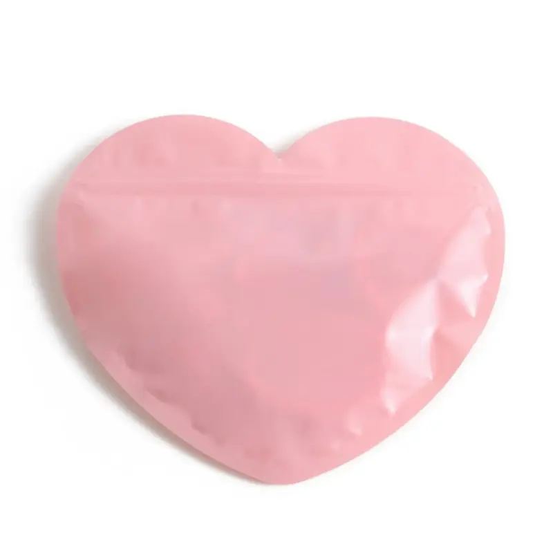 Regalo de joyería en forma de corazón, bolsa Ziplock resellable autosellante, bolsas de embalaje de dulces para alimentos
