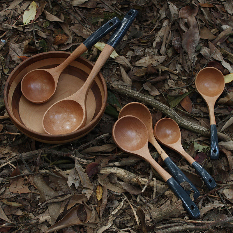 2023 New 6 Pcs Custom Logo Kitchen Cooking Tool Spoon Beech Wood Serving Spoon
