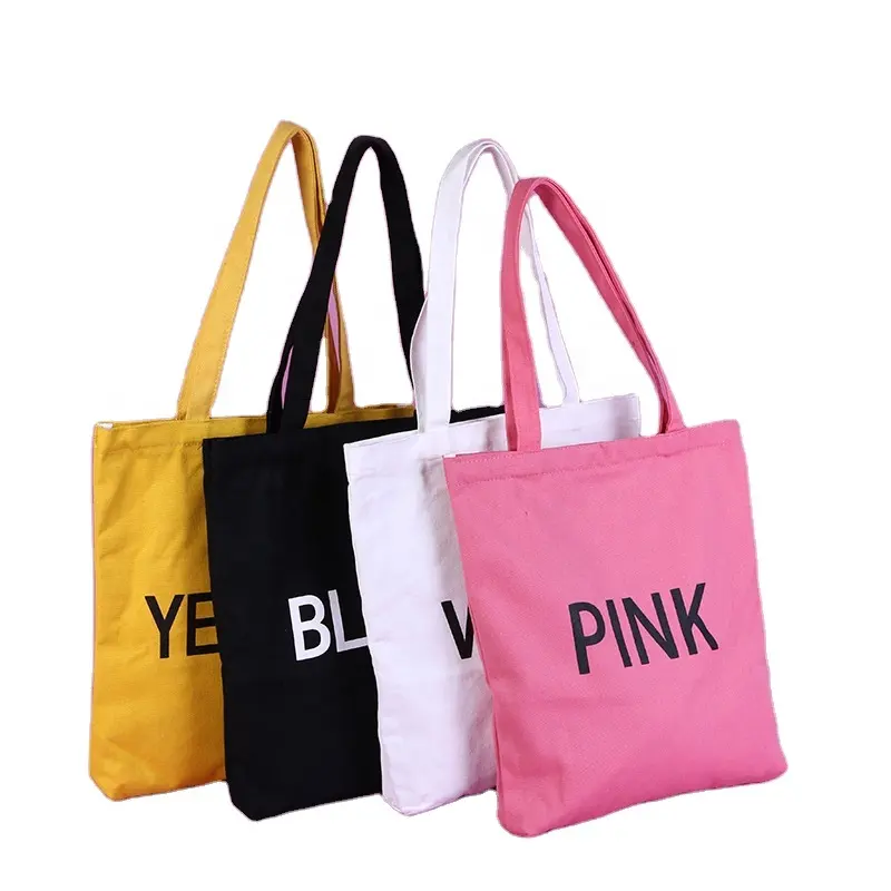 Personalizado DIY impresión regalo barato reciclable tela de algodón rosa blanco negro hombre mujer bolso de compras bolsa de lona con cremallera