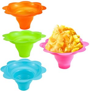 4OZ <span class=keywords><strong>8oz</strong></span> renkli plastik çiçek şeklinde kar koni traş buz damla bardaklar dondurma kaseleri çocuklar için parti