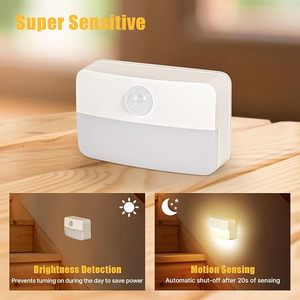 120&deg; <strong>Detection</strong> LED Stair <strong>Light</strong> Kit with <strong>Motion</strong> <strong>Sensor</strong> Battery Operated White Wall Step <strong>Light</strong> 3000K Night <strong>Light</strong> Easy Installation - Product Image 3