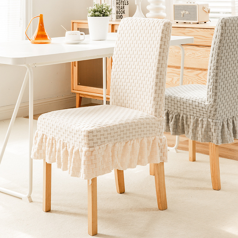 Blanc cassé - Housse de chaise en forme de jupe