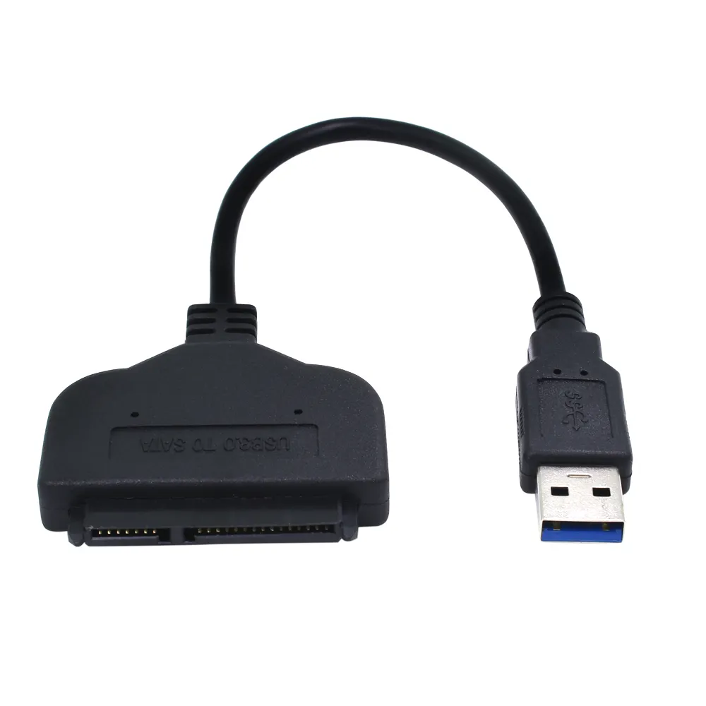 Cable SATA III de 2,5 pulgadas, convertidor de disco duro HDD, adaptador negro de alta velocidad USB 3,0 a 15 + 7 22pin SATA