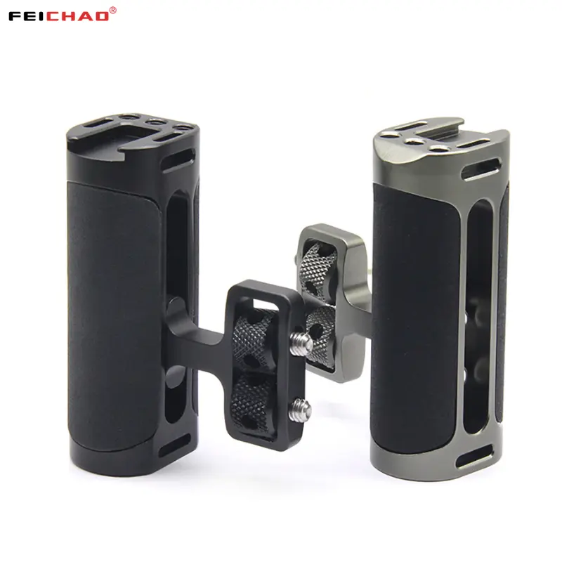 Universal Metal Silicone Camera Cage Side Handle 1/4 Parafuso para Sony Canon Nikon SLR Hand Grip para Mic Video Light Bracket