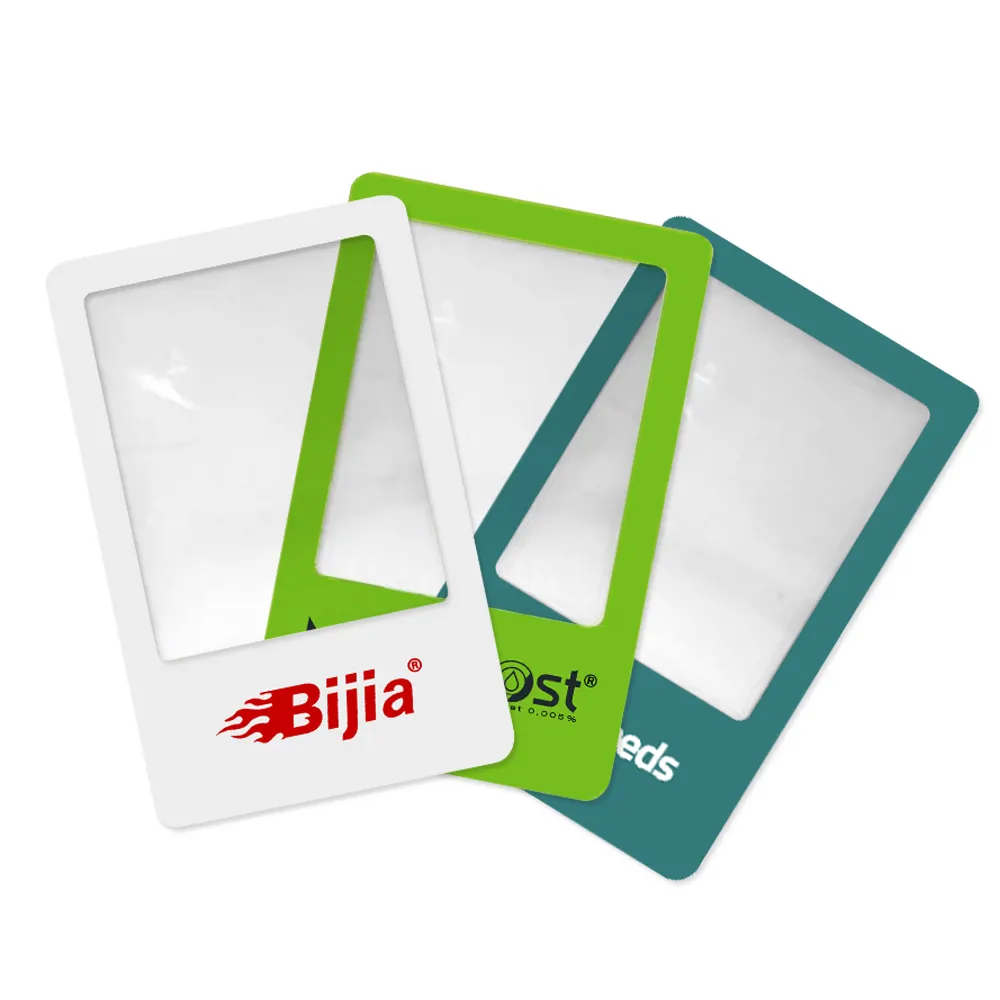 Bijia PVC lente di ingrandimento promozionale Multi-funzione biglietto da visita lente di ingrandimento per la lettura e l'ispezione Design personalizzato