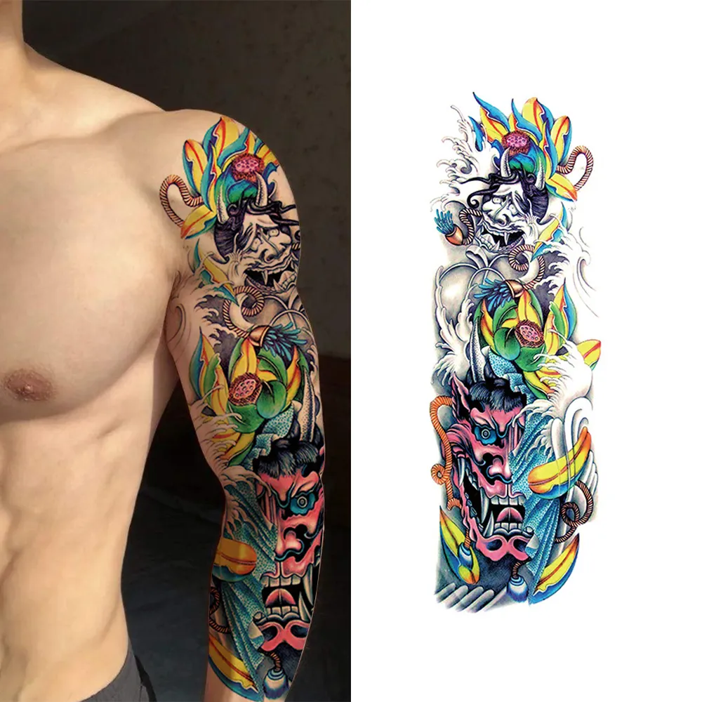 Jiangmei Druck mode Wasserdicht Temporäre Tattoo Aufkleber Vollarm Schule Tattoo Aufkleber Flash Fake Tattoos für Männer Frauen