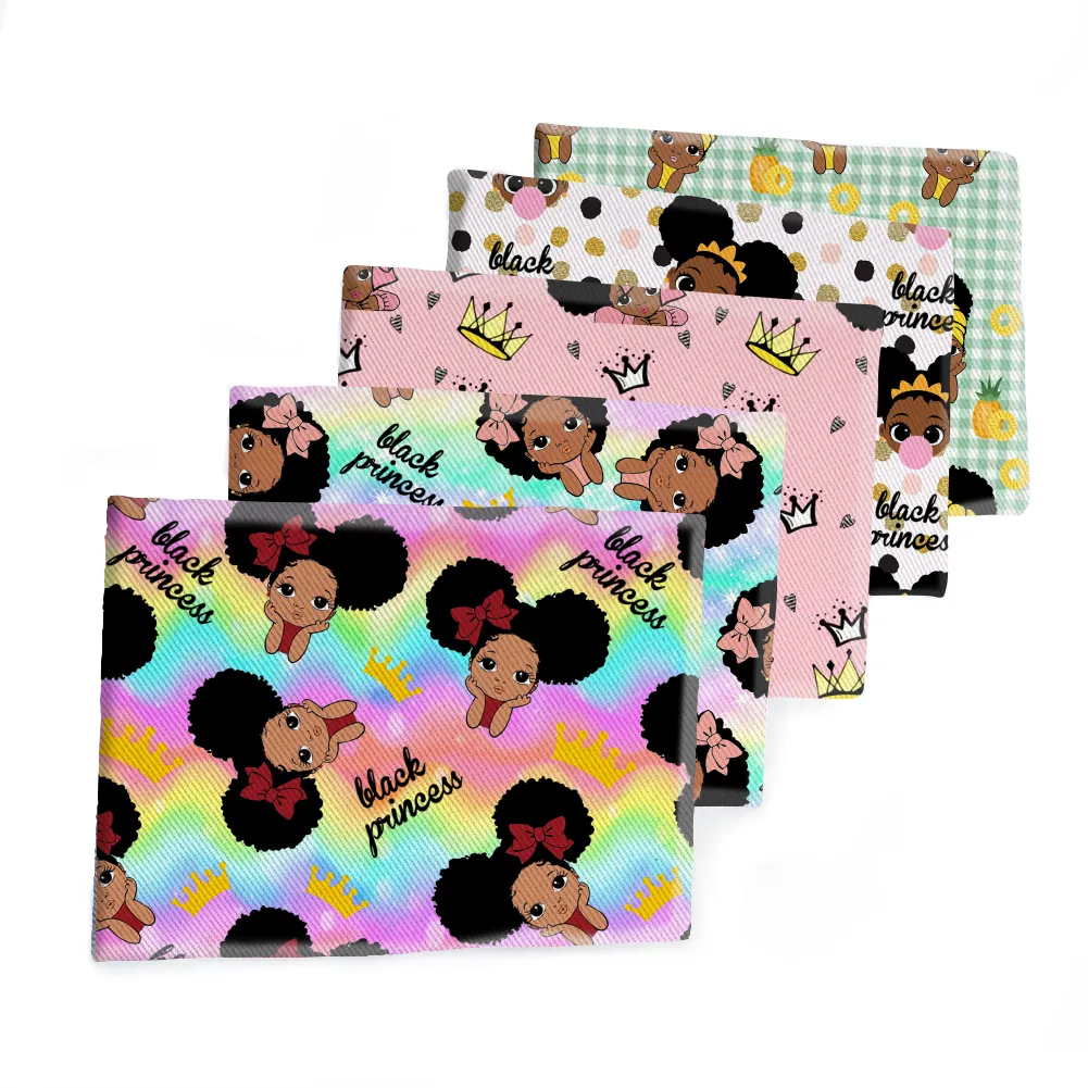 100*145 см черная хлопковая ткань с цифровой печатью для девочек, тканая мягкая полиэфирная ткань для волос, банты, Материалы для творчества