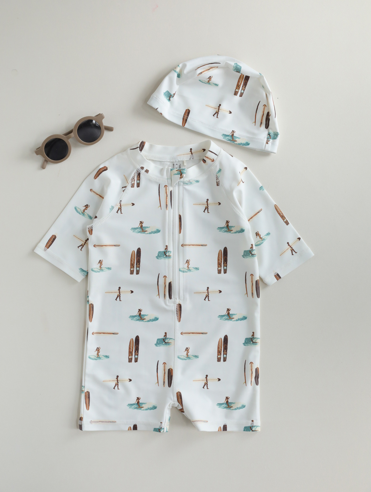 Maillot de bain zippé surf blanc