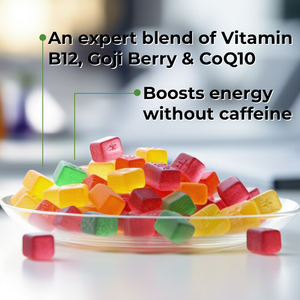 ראוי לציון אנרגיה יומי ויטמין b12, coq10, goji berry gummy chewable קפאין בחינם - Product Image 4