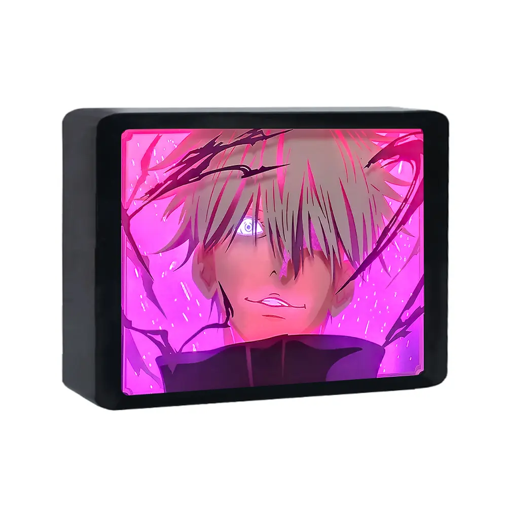 Jujutsu Kaisen Satoru Gojo comodino Shadow Box incorniciato 3D stampato carta-Cut Light Box lampada da notte con diversi colori