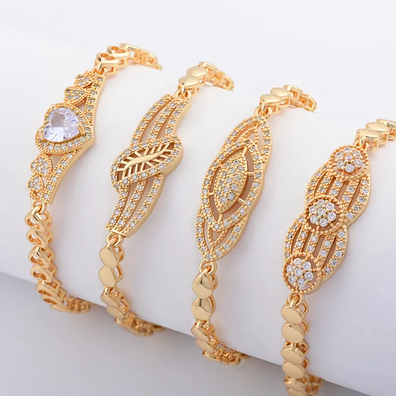 Phụ nữ Zircon đồng thau Vòng đeo tay 18K mạ vàng Vòng đeo tay jewlery bán buôn cưới mossanite đồ trang sức cho phụ nữ