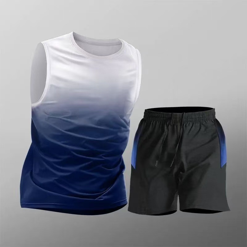 Gradient Blue Tank Top Shorts Set
