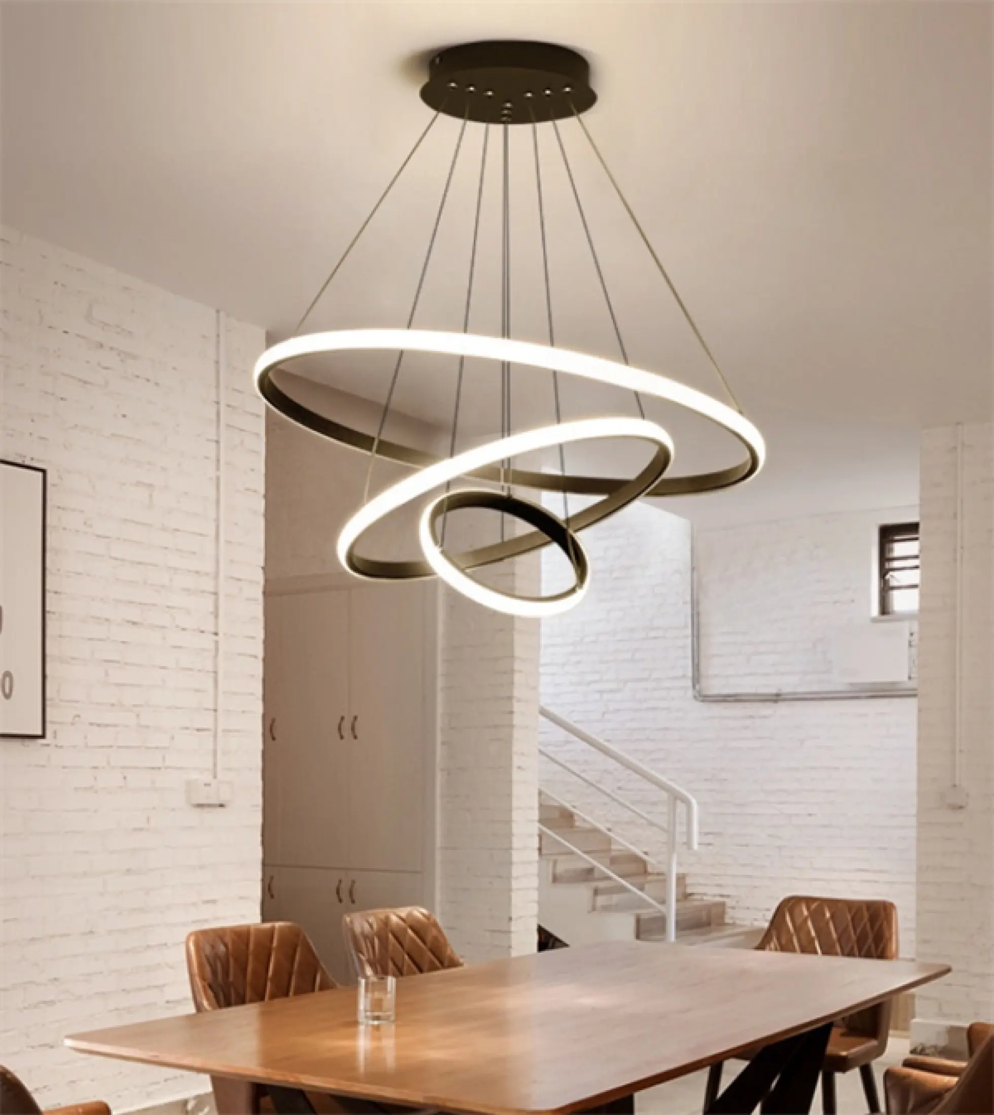 Moderno soffitto ad anello a Led soffitta nera soggiorno sala da pranzo lampadario ad anello interno