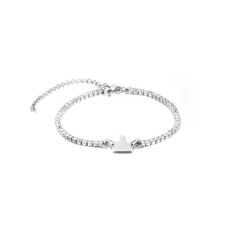 Brighton Jewelry Wholesale Adjustable Chain Crown Charm Zirconia Diamond Tennis Chain Bracelet Women