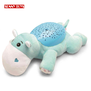 蓝色投影唱歌功能河马毛绒玩具软毛绒毛绒动物与轻音乐 - Product Image 2