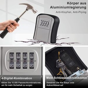 Сейф для ключей с 4-значным кодовым замком, запираемый комбинированный ключ, Сейф для хранения, настенный ящик для ключей - Product Image 5