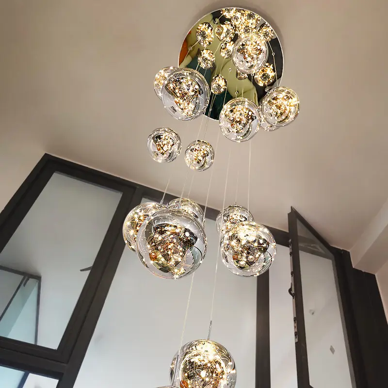 Luxus Nordic Pendel leuchte LED Innen beleuchtung lange Schnur Treppe Messing Kronleuchter Lampe