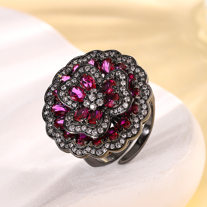 Black Gold red corundum ring