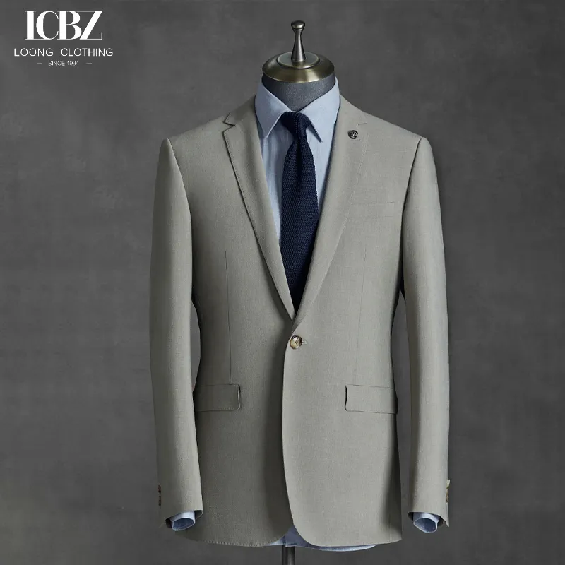 High-end British light gray suit men's suit business casual groom wedding dress formal style men's suit