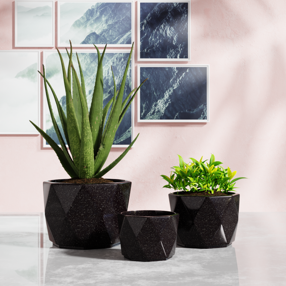 customize Diamond starry Flower Planter Indoor Garden Succulents pot large ceramic Plant Pots