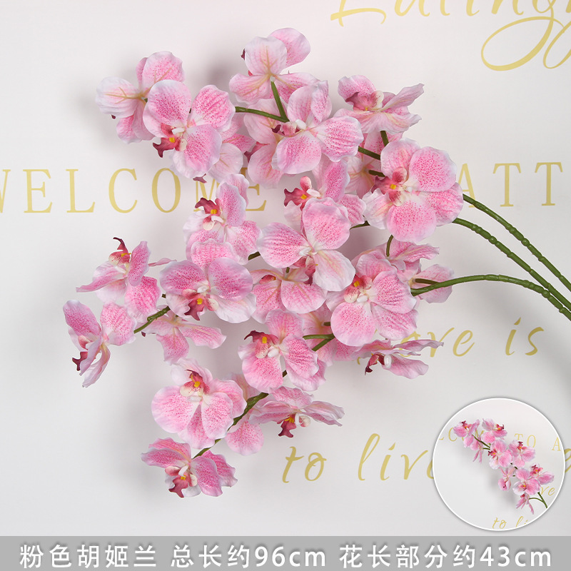 Branche d'orchidée rose à 9 têtes