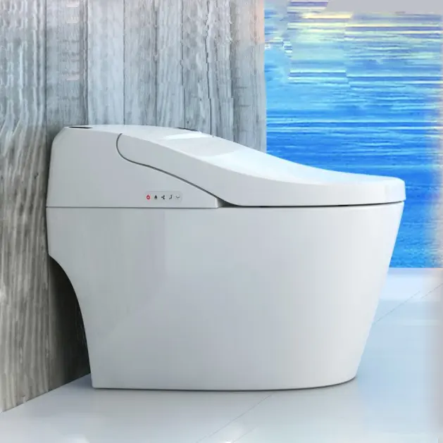 Capteur intelligent électronique de chasse d'eau électrique à sec, toilettes intelligentes chauffantes et chauffantes avec piège à eau automatique avec télécommande