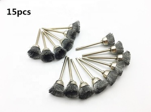 15Pcs 25mm/13mm/5/6/8mm Mini <strong>Brass</strong> Steel <strong>Wire</strong> <strong>Brush</strong> <strong>Polishing</strong> <strong>Wheels</strong> Full Kit for Rotary Tools