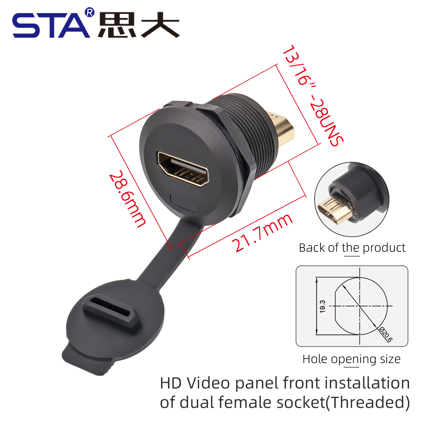 HD Screen Panel front installationof Double female socket