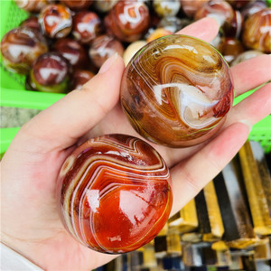 Doğal kristal şifa taşları akik topu Sardonyx ipek akik küre Feng Shui için - Product Image 2