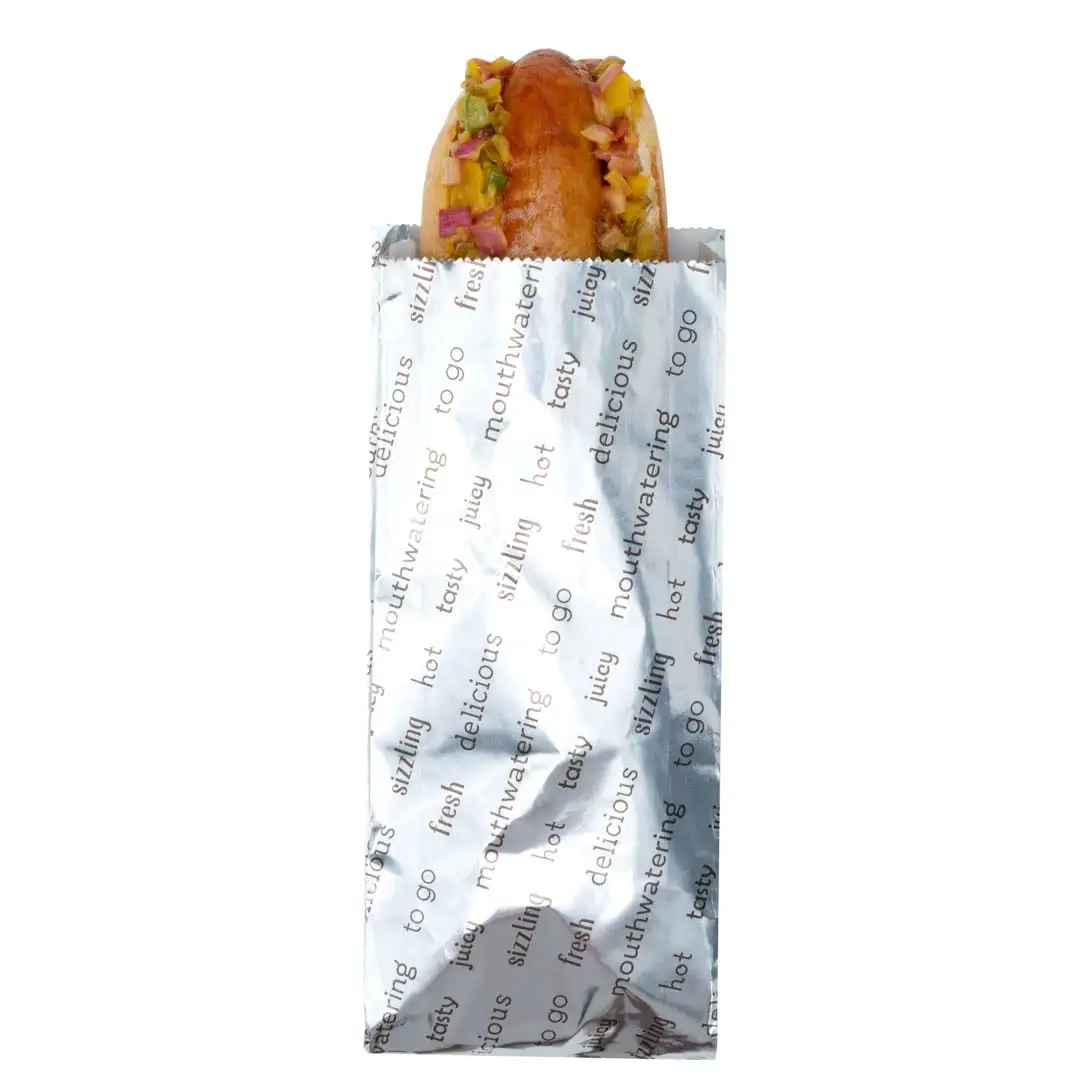 Yağlı isıya dayanıklı Hot Dog Hamburger barbekü döner kebap kızarmış kızartma tavuk gıda ambalajı alüminyum folyo çanta