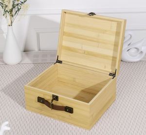Lớn tre gỗ hộp lưu trữ với khóa bản lề Nắp PU da xử lý lưu trữ bằng gỗ Vali lưu niệm Stash ngực hộp trường hợp - Product Image 6