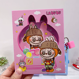 QY Cartoon Labubu Lock Book Cute Labubu A6 <strong>Note</strong> Book <strong>Color</strong> Page <strong>With</strong> Lock <strong>Notebook</strong> Notepad Gift Box - Product Image 1