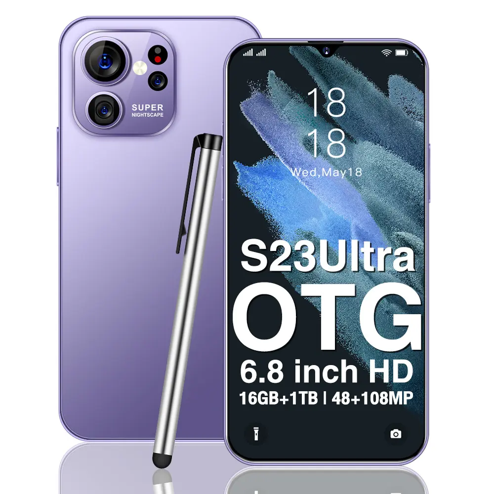 Ucuz orijinal S23 Ultra küresel 5G unlocked cep telefonu 6.8 inç büyük ekran 16GB + 1TB çift Sim GSM hücresel 5G akıllı cep telefonları