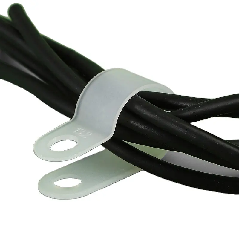 Ücretsiz örnek R tipi naylon kablo klipsi kablo kelepçesi plastik tel kelepçeleri tüp ambalaj tutucu organizatör