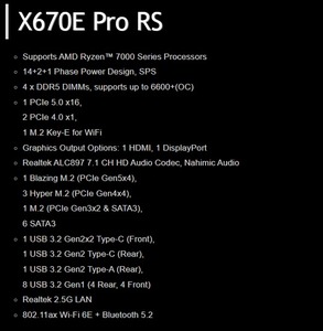 BEST SELLING ASRock X670E Pro RS Gaming Motherboard <strong>Supports</strong> Memory DDR5