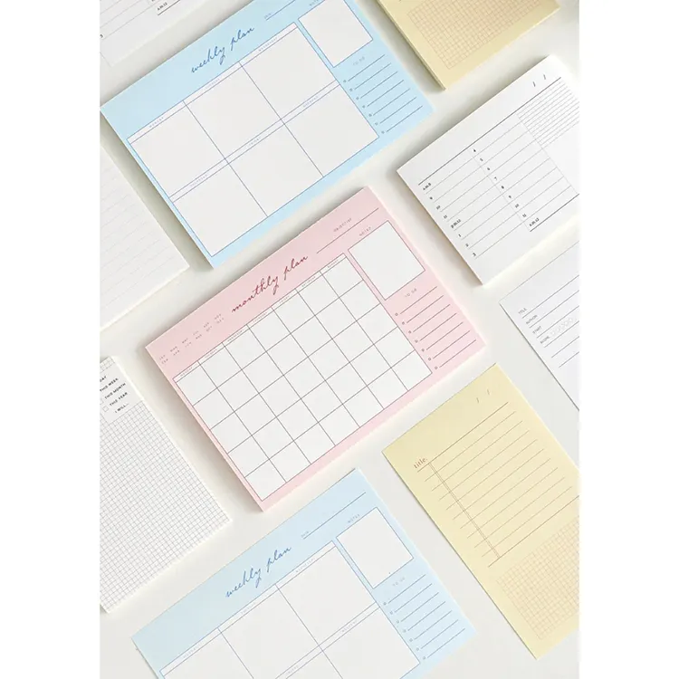 Kualitas Tinggi Kustom Multi Warna Kawaii Kantor Sekolah Fancy Memo Sticky Notes Alat Tulis Harian Bulanan Lucu