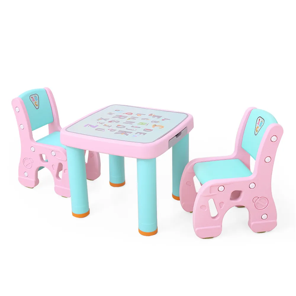De los niños escritorio Silla de mesa de ventas al por mayor de plástico mesa de estudio y silla conjunto para los niños
