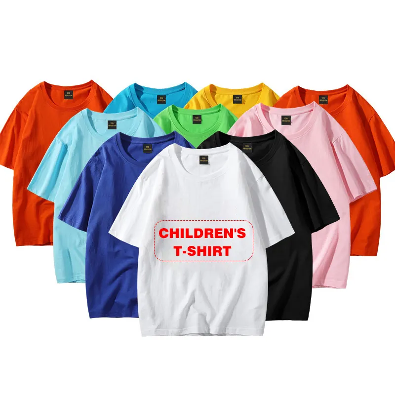 Camisetas infantis penteadas algodão em branco mangas curtas impressas roupas de classe logotipo impresso pelo jardim de infância crianças pintadas à mão