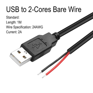 5V USB to Open Stripped Tinned 2 4 Shielded Bare Wire End Pigtail Extension Cable for LED Strip Light Lamp Circuit Board - Product Image 2