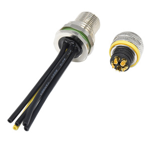 ขั้วต่อ PCB M12 5-PIN K รหัสวงกลมบัดกรี moldable ปลั๊กหญิงกับซ็อกเก็ตตัวผู้กันน้ำแผงสายเคเบิล16A ชนิด DIN