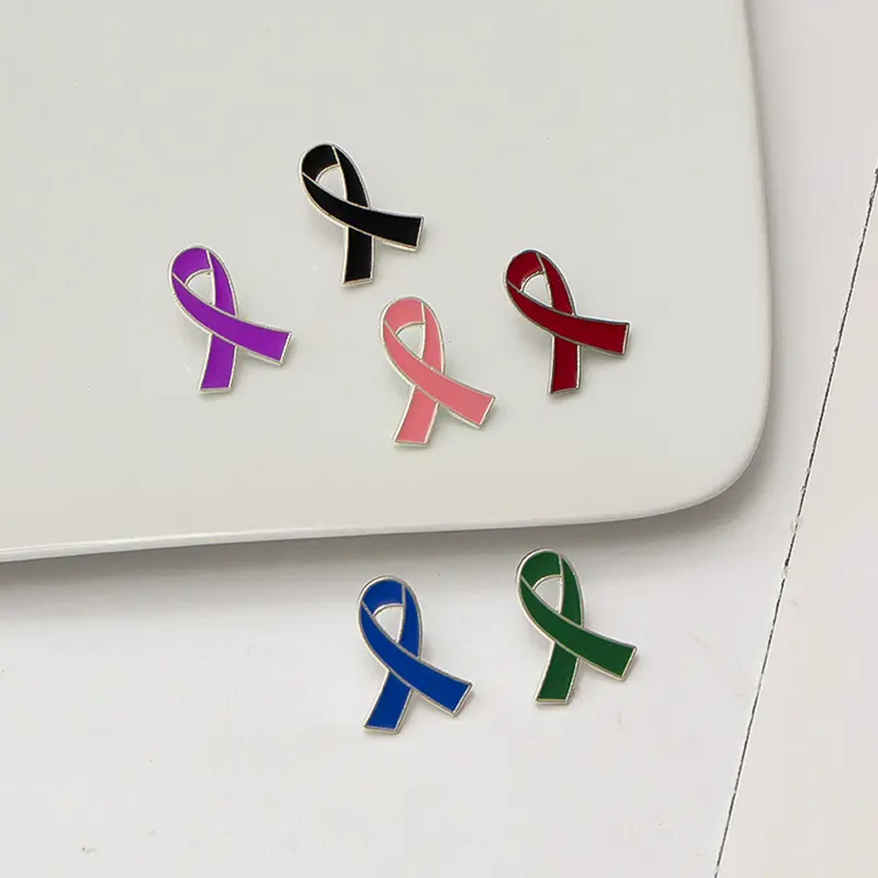 Detecção De Metal Personalizado Colorido Salva Vidas Cruzou Chapéus Broche Emblema Pink Ribbon Esmalte Lapela Pin Consciência Do Câncer De Mama
